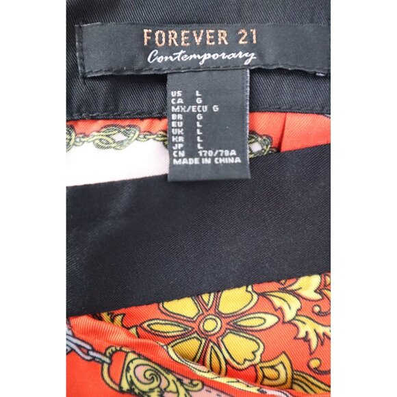 Forever 21 Women's orange/Gold Chain Print Mini Skirt Size L‎ Polyester Back Zip - Picture 10 of 12
